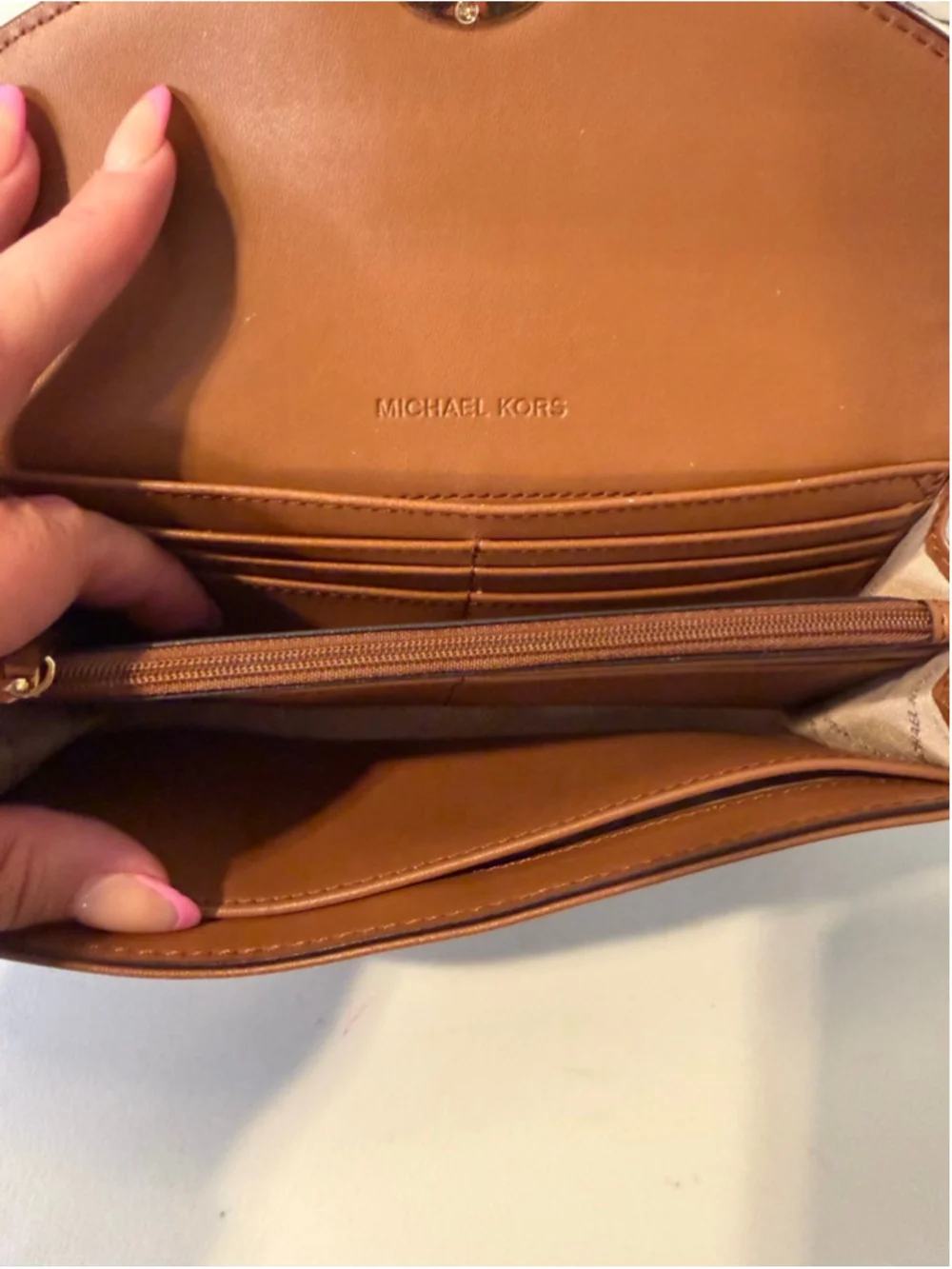 Women's Michael Kors Brown Beige Monogram Wallet One Size